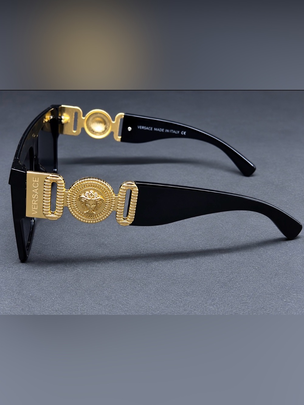 Black and Gold Rectangular Sunglasses - Picture 4 of 6